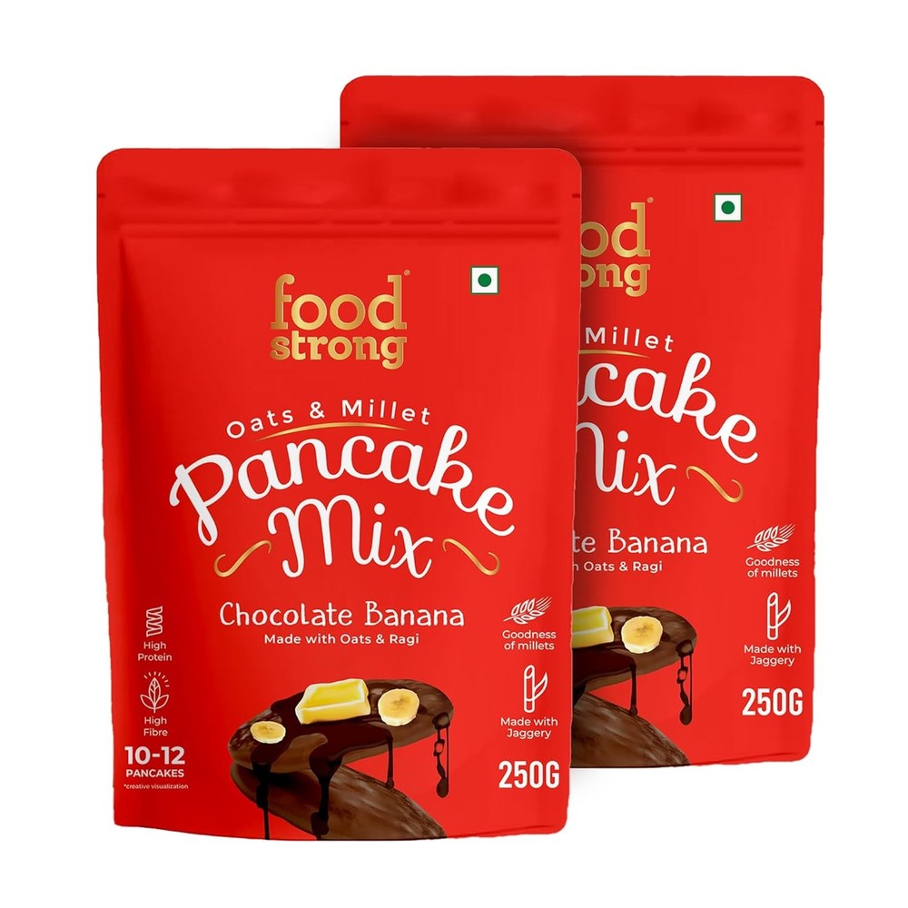 Foodstrong Oats And Millet Pancake Mix, Chocolate Banana 250g Each Set Of 2
