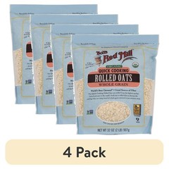 Organic Quick Cooking Rolled Oats 32oz Non-GMO Whole Grain Breakfast 4 Pack New