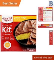 Golden Fudge Cake Mix 8.4 oz – Effortless Dessert with Frosting for Celebrations