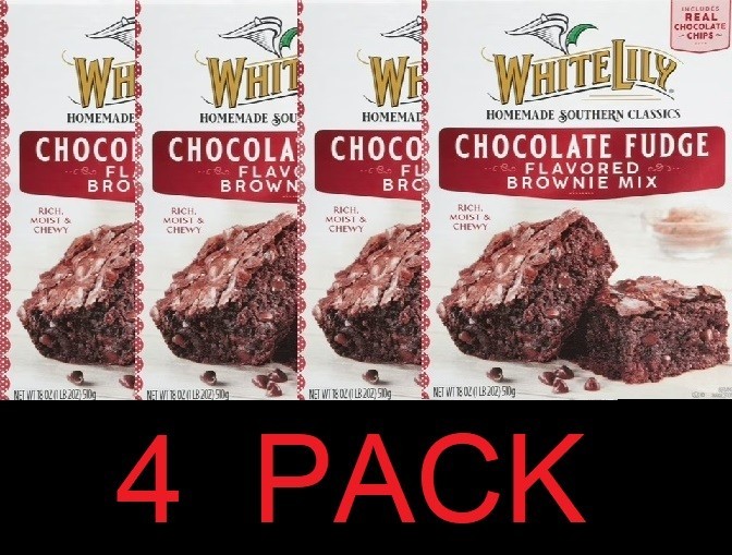 White Lily Chocolate Fudge Brownie Mix Rich Moist & Chewy 18 oz Box – 4 PACK