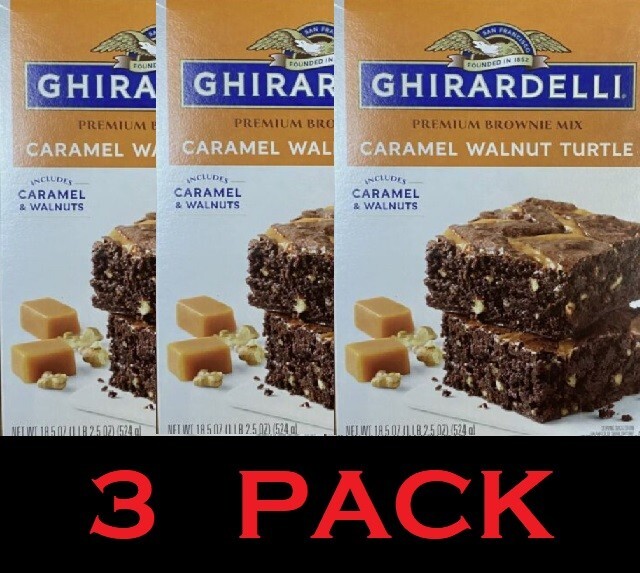 Ghirardelli PREMIUM Caramel Walnut Turtle Chocolate Brownie Mix 18.50oz Box 3 PK