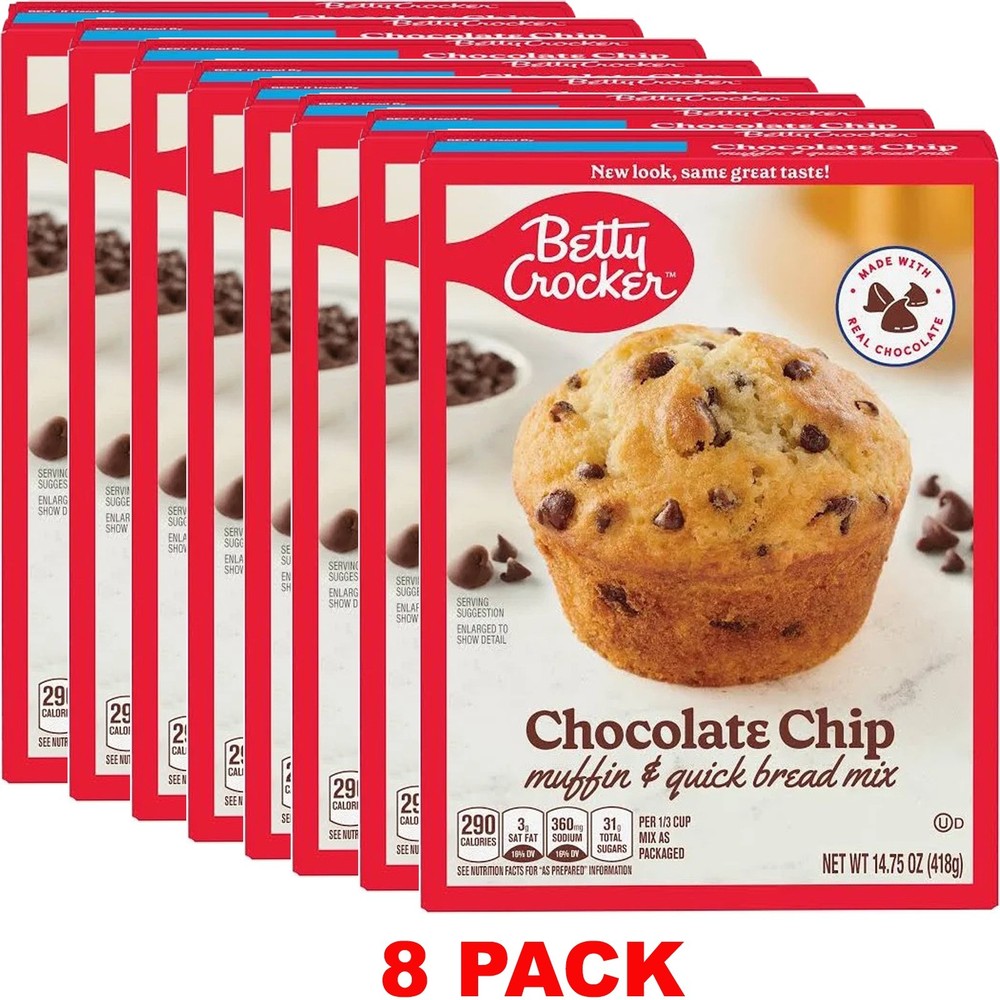 Betty Crocker CHOCOLATE Chip Muffin & Quick Bread Mix 14.7 oz Box – 8 PACK