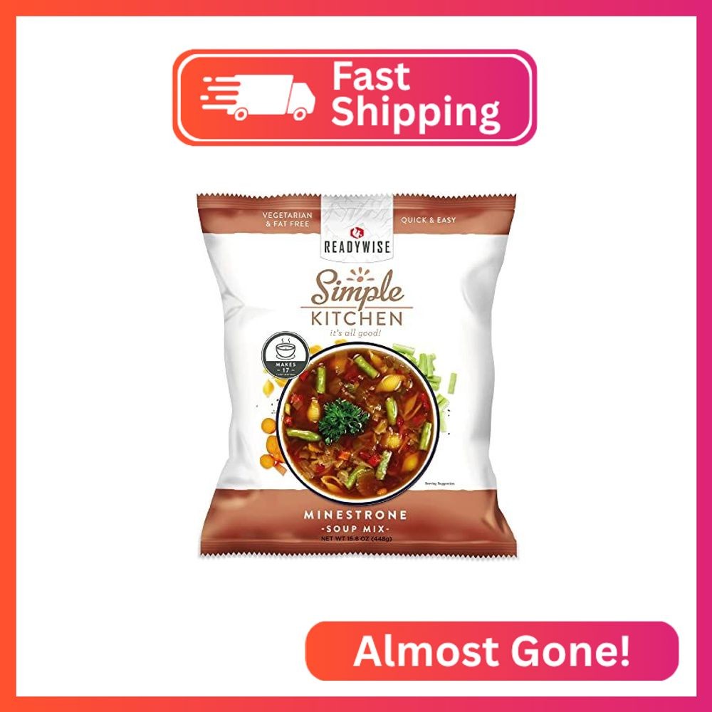 READYWISE – Simple Kitchen, Minestrone Soup Mix, 17 Servings, MRE, Vegetarian, F