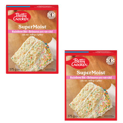 Betty Crocker Super Moist Rainbow Bit Cake Mix 375g Sweet Dessert Baking (2Pack)