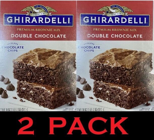 Ghirardelli PREMIUM Double Chocolate Chips BROWNIE Mix 18 oz Box – 2 PACK