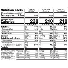 Chex Mix Variety Pack: Traditional, Cheddar & M&M Sweet & Salty, 1.75 oz, 40 ct.