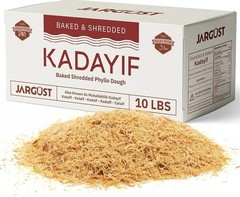 Jargust Baked And Shredded Kataifi 10 Pound Box Bulk Expires 9/23/26