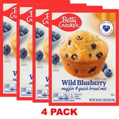BETTY CROCKER Wild Blueberry Muffin and Quick Bread Mix 16.9 Oz Box – 4 PACK