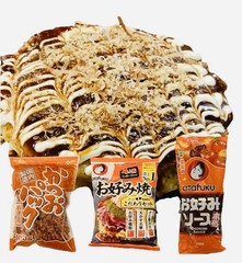Otafuku Okonomiyaki Kit 3pcs Set Sauce Flour Mix & Large Bonito Flakes Japan