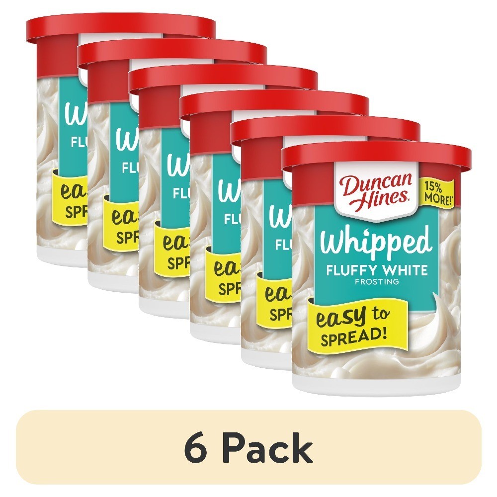 Fluffy White Whipped Frosting Icing – Sweet Flavor – 14 oz Canister – 6 Pack