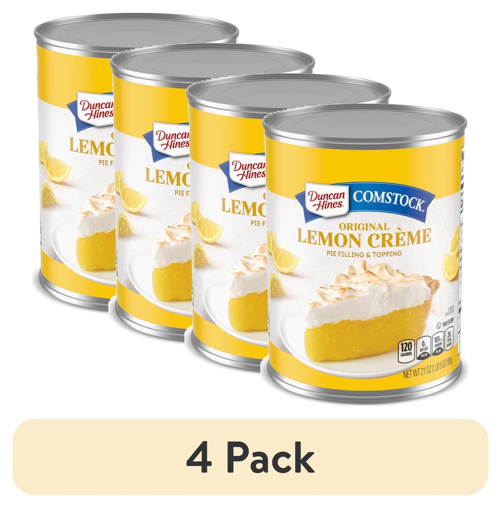 (4 pack) Comstock Original Lemon Crème Pie Filling and Topping, 21 oz.