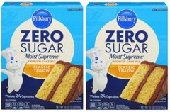Pillsbury Zero Sugar Free Classic Yellow Cake Mix, 16 oz (2 Boxes) Moist Supreme
