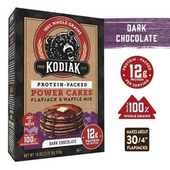 KODIAK Protein Cakes DARK CHOCOLATE Flapjack & Waffle Mix 18 oz Box – 12 PACK