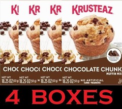 Krusteaz Chocolate Chunk Muffin Mix Real Chocolate Chunks 18.25 oz Box – 4 PACK