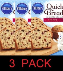 Pillsbury CRANBERRY Quick Bread & Muffin Mix too 15.6 oz Box – 3 PACK