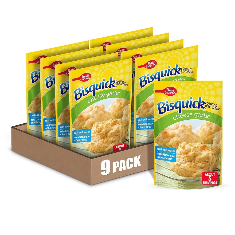 Betty Crocker Bisquick Complete Cheese Garlic Biscuit 7.75 Ounce (Pack of 9)