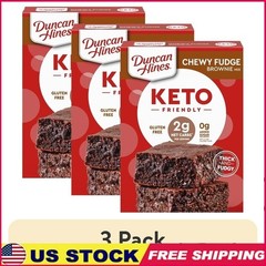 Keto Chewy Fudge Brownie Mix 3 Pack Gluten Free Low Sugar Easy Bake Snacks New