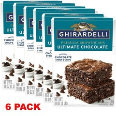 GHIRARDELLI PREMIUM ULTIMATE CHOCOLATE CHIPS SYRUP BROWNIE MIX 19 oz Box –6 PACK