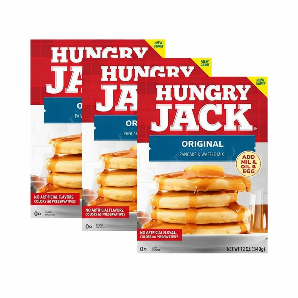 4(3 pack) Hungry Jack Original Pancake Mix and Waffle Mix, 32 oz Box