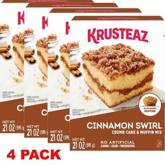KRUSTEAZ Cinnamon Swirl Crumb Cake & Muffin Mix 21 oz Box – 4 PACK