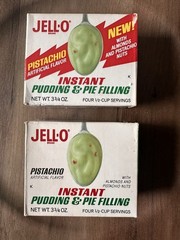 Jell-O Pistachio Instant Pie Filling Pudding Dessert Mix 2 Box Pack 1970’s NEW