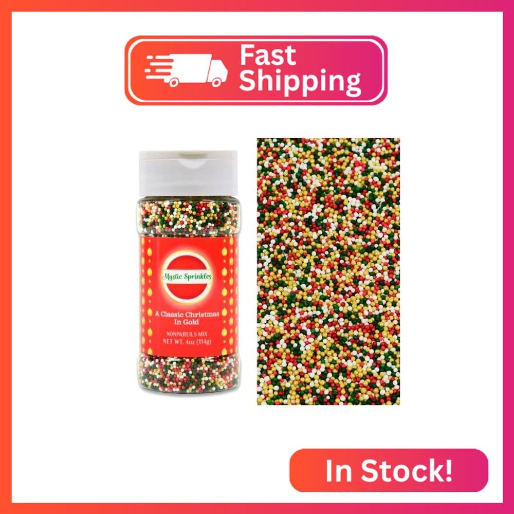 Mystic Sprinkles Christmas Holiday Sprinkle Mixes (A Classic Christmas in Gold N