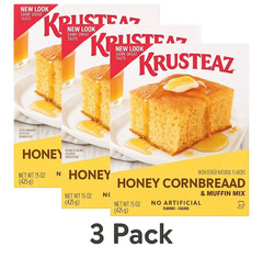 (3 pack) Krusteaz Honey Cornbread and Muffin Mix, Honey Cornbread Mix,15 oz Box