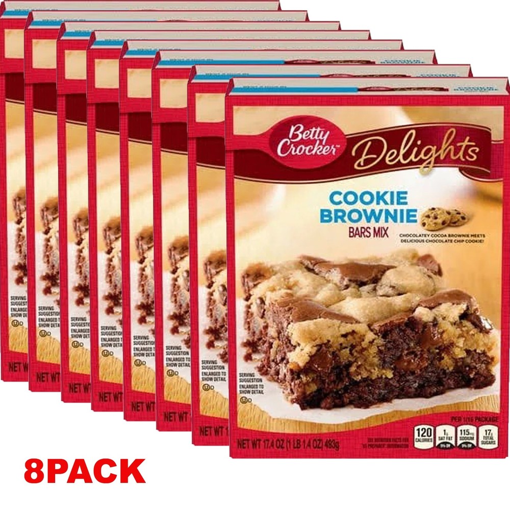 Betty Crocker Delights Cookie Brownie Bars Mix 17.4 oz Box – 8 PACK