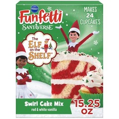 Funfetti Santaverse Elf on the Shelf Vanilla Swirl Cake Mix +FREE Candy Cane 2Pk