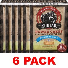 Kodiak Power Cakes Flapjack & Waffle Mix BIRTHDAY CAKE Protein 18oz Box – 6 PACK