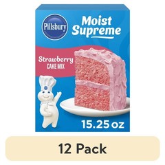 (12 pack) Moist Strawberry Cake Mix, 15.25 oz Box