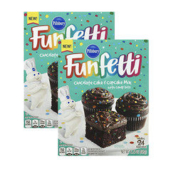 Pillsbury Funfetti CHOCOLATE CAKE & CUPCAKE Mix Candy Bits 15.25 oz. (2 Boxes)