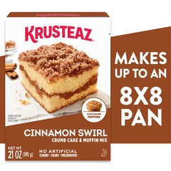 (6 pack) Krusteaz Cinnamon Swirl Crumb Cake and Muffin Mix, 21 oz Box