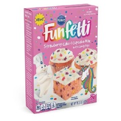 Lot of 2 Pillsbury Funfetti Strawberry Cake & Cupcake Mix wit Candy Bits 15.25Oz