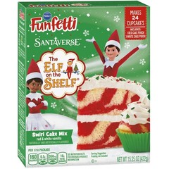 Funfetti Santaverse Elf on the Shelf Vanilla Swirl Cake Mix +FREE Candy Cane 2Pk
