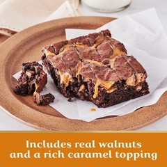 (4 pack) Caramel Walnut Premium Brownie Mix, Includes Caramel and Real Walnuts,