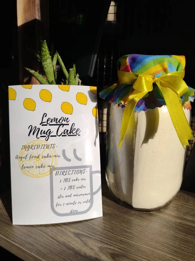 LEMON MUG CAKE mix JarzOnJarz mason jar sweets made to order