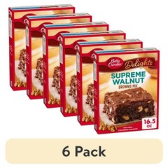 (6 pack) Betty Crocker Delights Supreme Walnut Brownie Baking Mix, 16.5oz