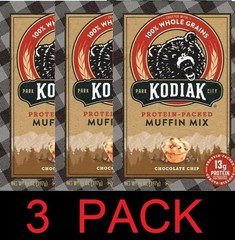 KODIAK Chocolate Chip Muffin Mix Protein Packed Whole Grains 14 oz Box – 3 PACK