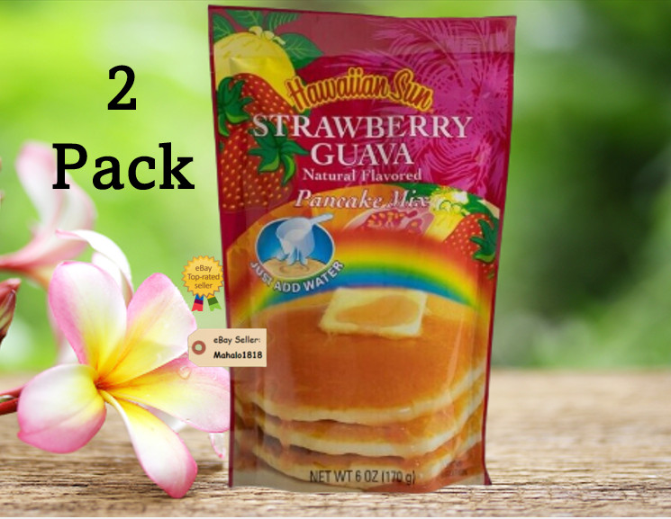 ☀️ Two (2) Hawaiian Sun Strawberry Guava Natural Flavored Pancake Mix 6oz