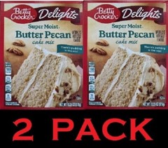 Betty Crocker Delights SUPER MOIST Butter Pecan Cake Mix 13.25 oz Box – 2 PACK