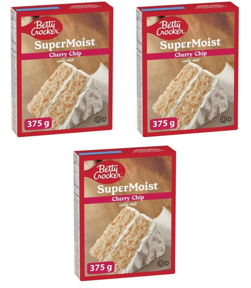 Betty Crocker Super Moist Cherry Chip Cake Mix, 375g (3 Pack)