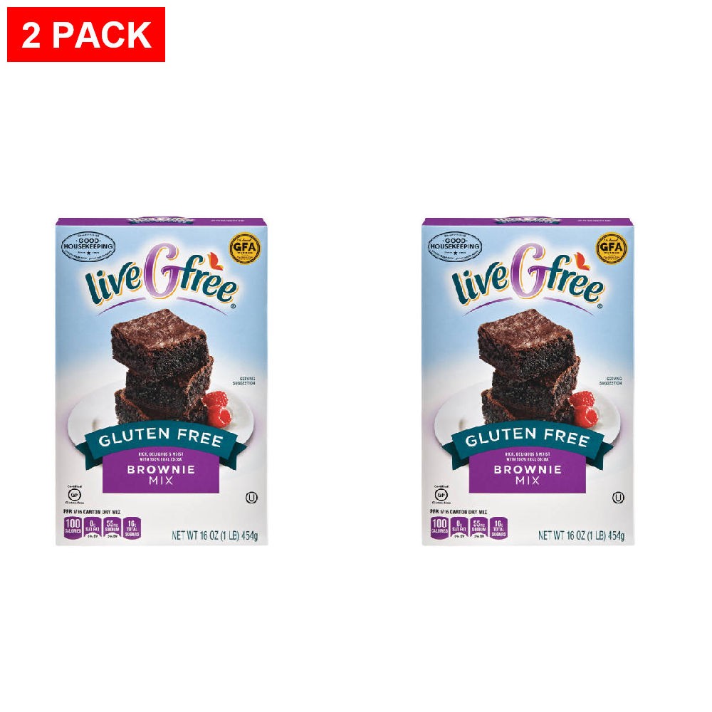 liveGfree Gluten Free Brownie Mix, 16 oz – Pack of 2