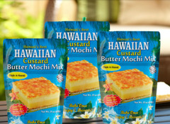 3 Hawaiian CUSTARD BUTTER MOCHI Hawaii’s Best Hawaiian 15 oz Luau Dessert Mix