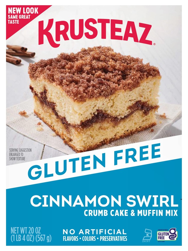 Krusteaz Gluten Free Cinnamon Crumb Cake Mix Pack of 2 Easy to Make Baking Mix