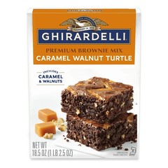 (4 pack) Caramel Walnut Premium Brownie Mix, Includes Caramel and Real Walnuts,