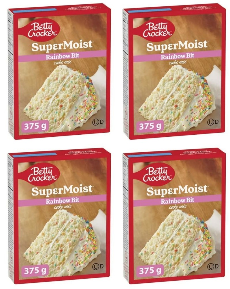 Betty Crocker Super Moist Rainbow Bit Cake Mix, 375g (4 Pack)