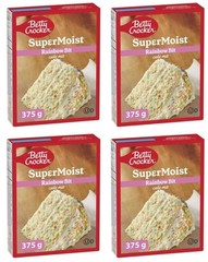 Betty Crocker Super Moist Rainbow Bit Cake Mix, 375g (4 Pack)