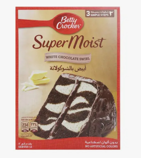 Betty Crocker Super Moist White Chocolate Swirl Cake Mix, Rich Taste