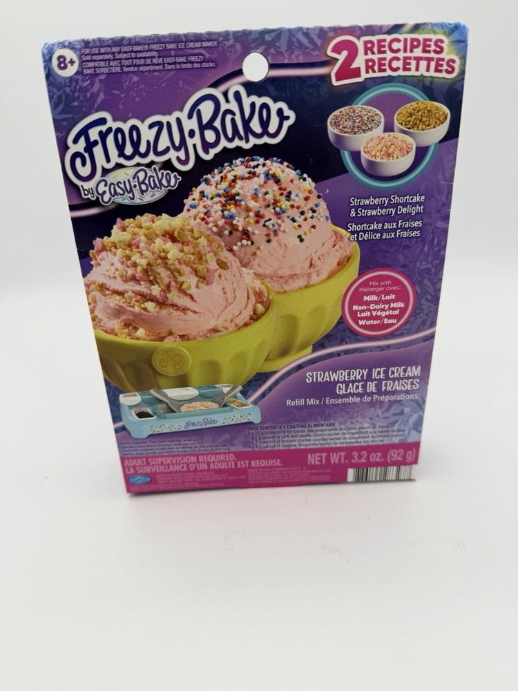 Freezy Bake By easy bake Strawberry Ice Cream Refill Mix Hasbro 2 Toppings